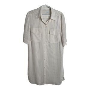 Equipment Cream Pinstripe Short Sleeve Shirt Dress